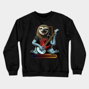 Sloth Playing Base Guitar Crewneck Sweatshirt